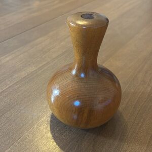 Vintage 5” wood vase. Hand made.